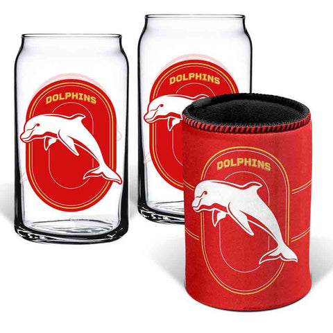 Dolphins Can Glasses and Can Cooler