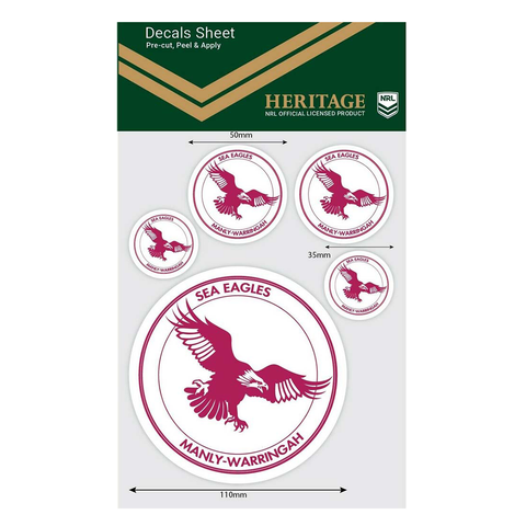 Manly Sea Eagles Heritage Decals Sheet