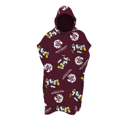 Manly Sea Eagles Hooded Beach Towel Youth