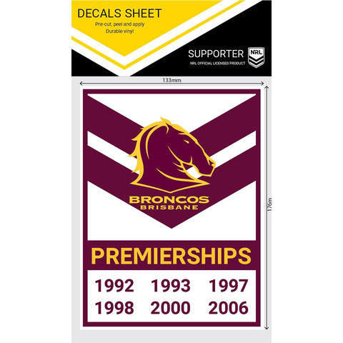 Brisbane Broncos Premiership Years Decals - Jerseys Megastore